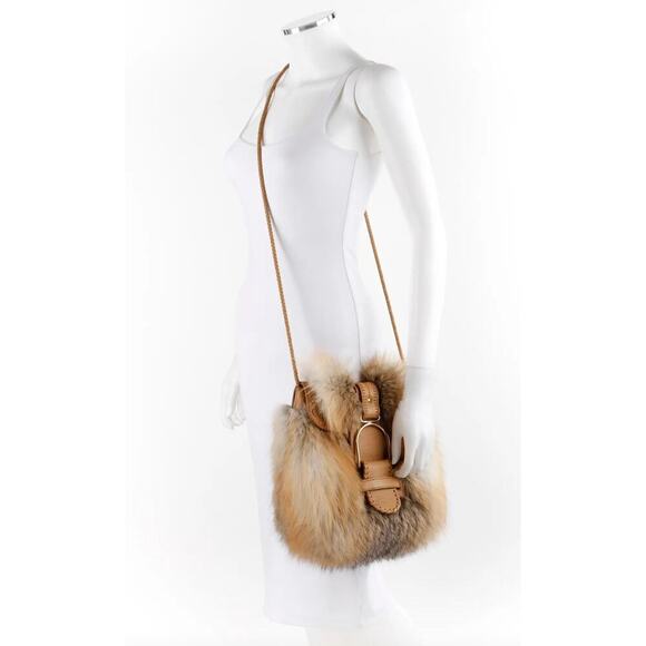 Jimmy Choo Leah Fox Fur Leather Crossbody Bag NWT $3,650 Boho Chic RARE Sold out - Picture 4 of 10